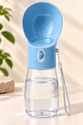 Blue dog water dispenser with clear reservoir