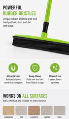 Green rubber broom head with bristle details