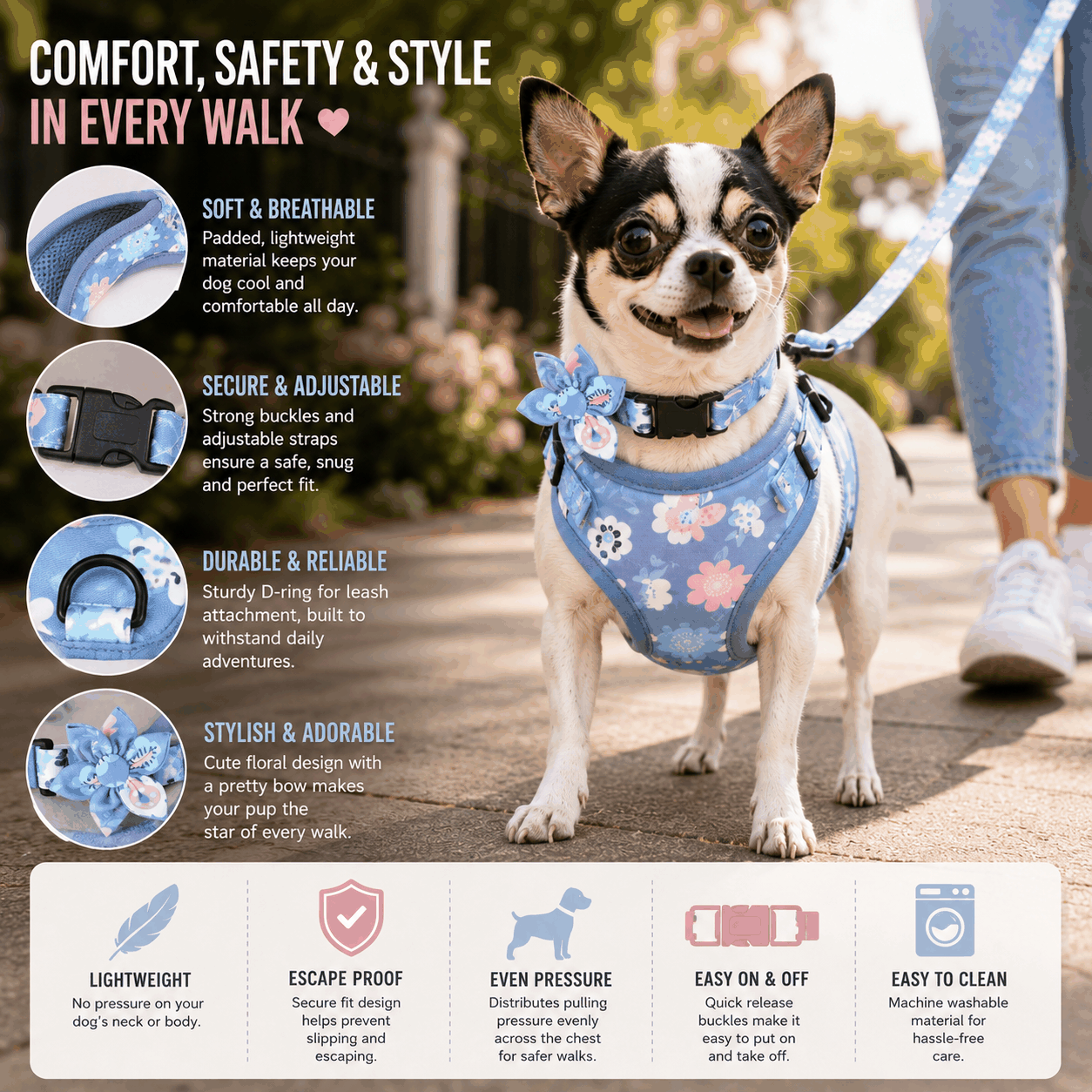 FurRoad Dog Harness and Leash Set