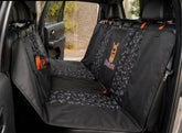 Black rear-seat hammock with paw pattern and orange accents