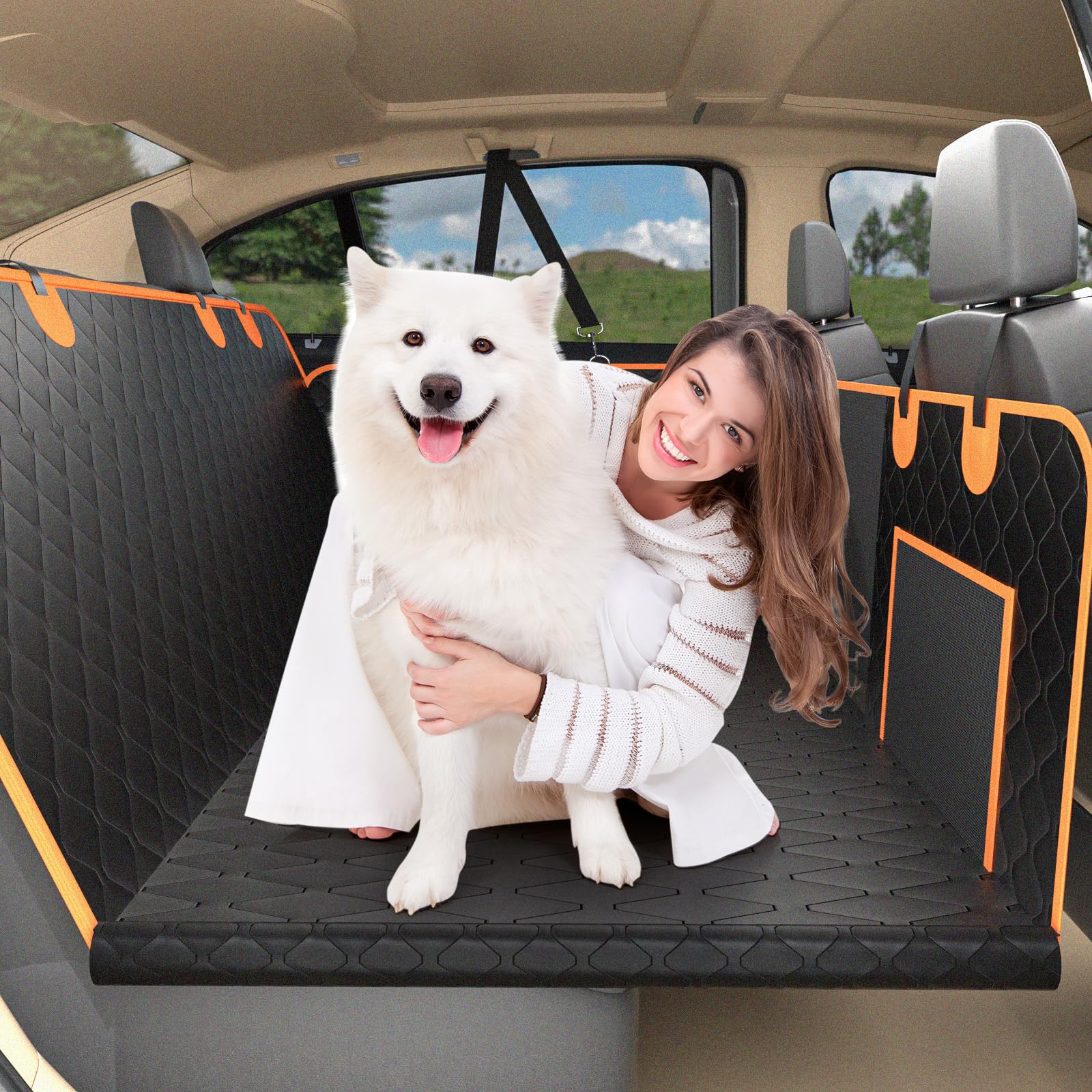 Back Seat Extender for Dogs Hard Bottom Dog Car Seat Cover