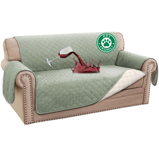Turquoize 100% Waterproof Couch Cover Sofa Covers for 2 Cushion Couch Loveseat Covers Triple Non-Slip Couch Cover for Dogs Washable Furniture Protector Cover for Pets KidsDog (Loveseat 54" Sage)