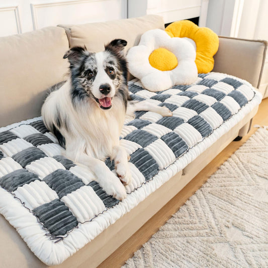 FUNNY FUZZY Pet Couch Covers for Sofa Couch Covers for Dogs Washable Dog Couch Cover Protector Cream-Colored Furniture Sofa Covers for Dog Handmade Pure Cotton Pet Bed Mat