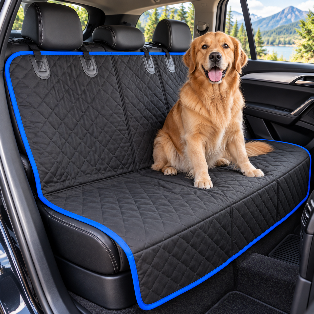 Dog Car Seat Cover with Seat Belt and Nonslip Design Heavy Duty Waterproof