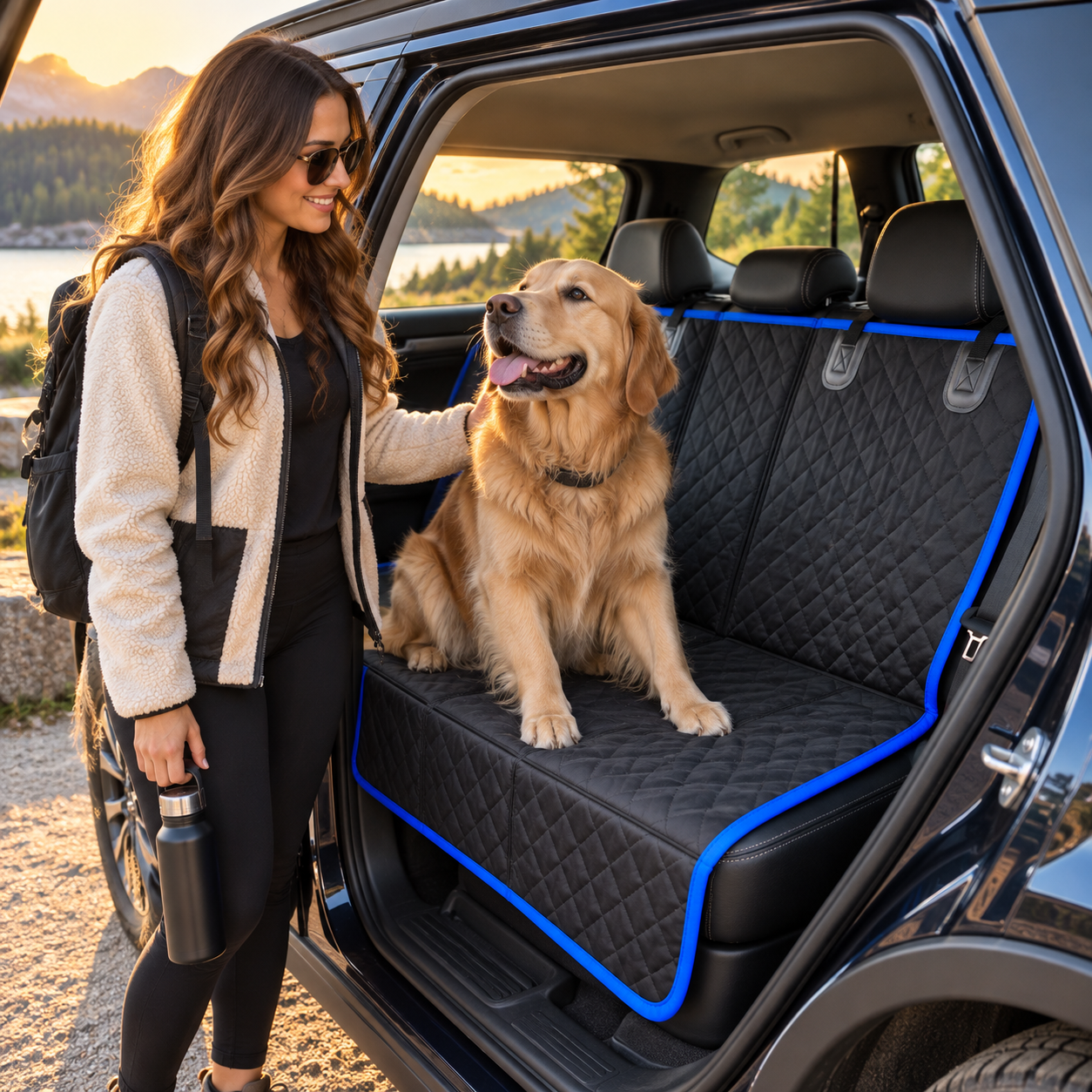 Dog Car Seat Cover with Seat Belt and Nonslip Design Heavy Duty Waterproof