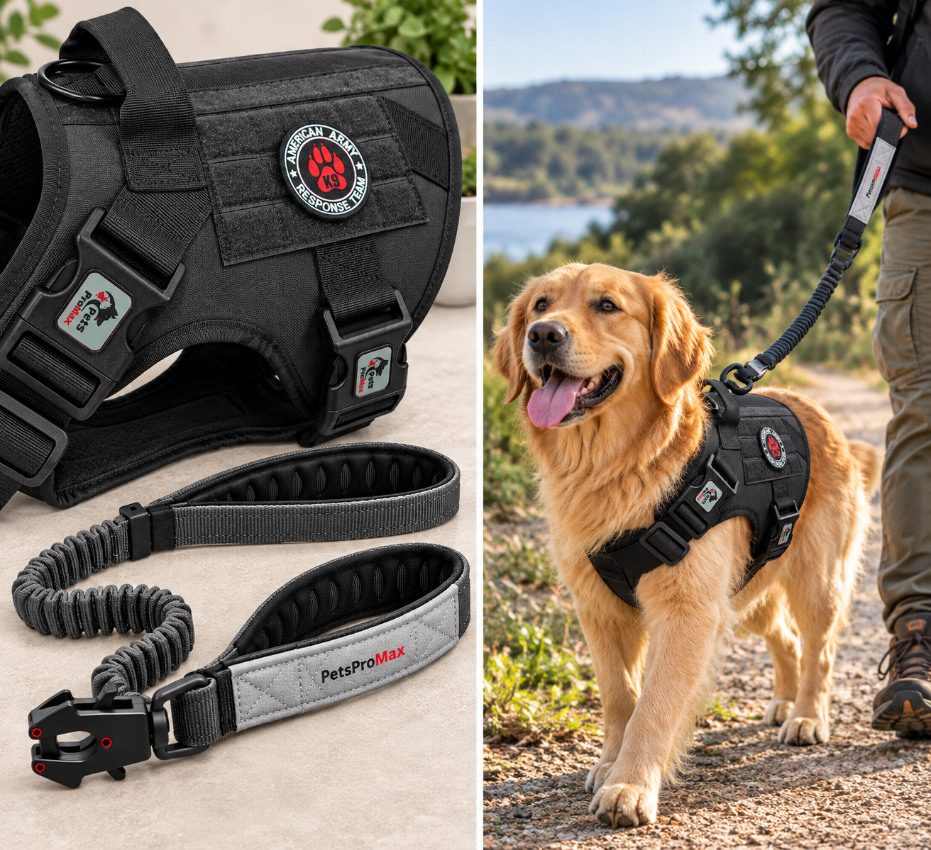 Dog Harness with Tactical Dog Leash