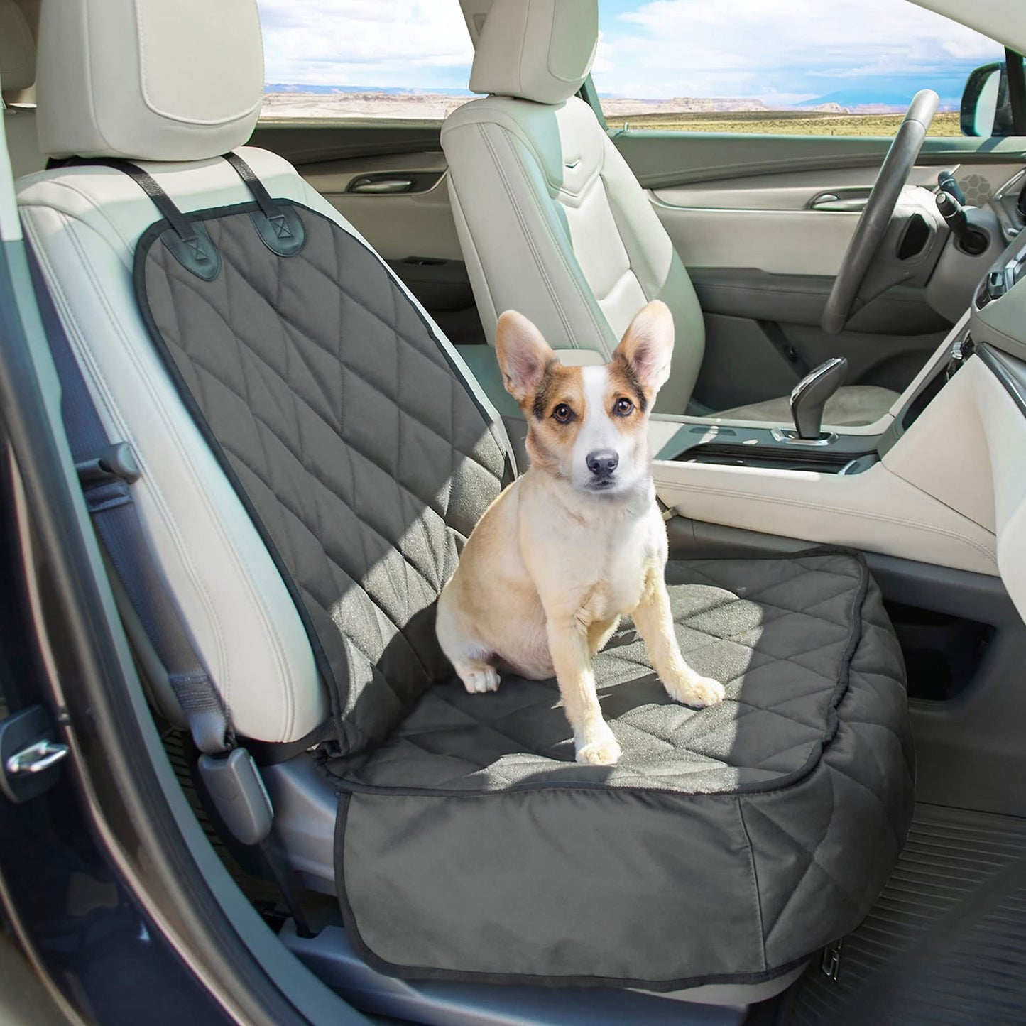 ZAKAPAWS Quilted Dog Back Car Seat Cover Waterproof Scratch Proof & Non-Slip Durable Pet Front Car Seat Cover for Trucks SUV