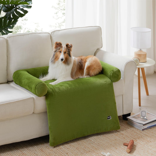 Allisandro Calming Dog Bed Mat Washable Couch Cover for Dogs Comfort and Anti-Slip Sofa Dog Bed with Bolster Waterproof Furniture Protector Cover for Pets