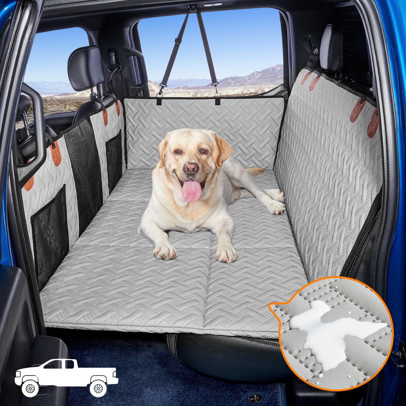 MAXFUT Dog Back Seat Extender for TruckTruck Dog Seat Cover Back SeatDog Hammock for TruckHard Bottom Seat Extender for DogsPet Seat Covers for DogsDog Seat Cover