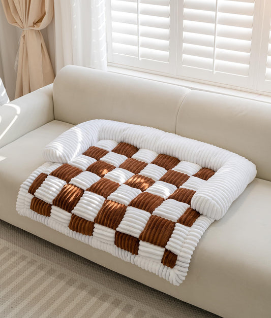 Couch Cover for Dogs Washable Calming Dog Bed Mats Non Slip Pet Bed for Couch Fluffy Cat Mat for Furniture Protector Sofa Cover for Home and Car