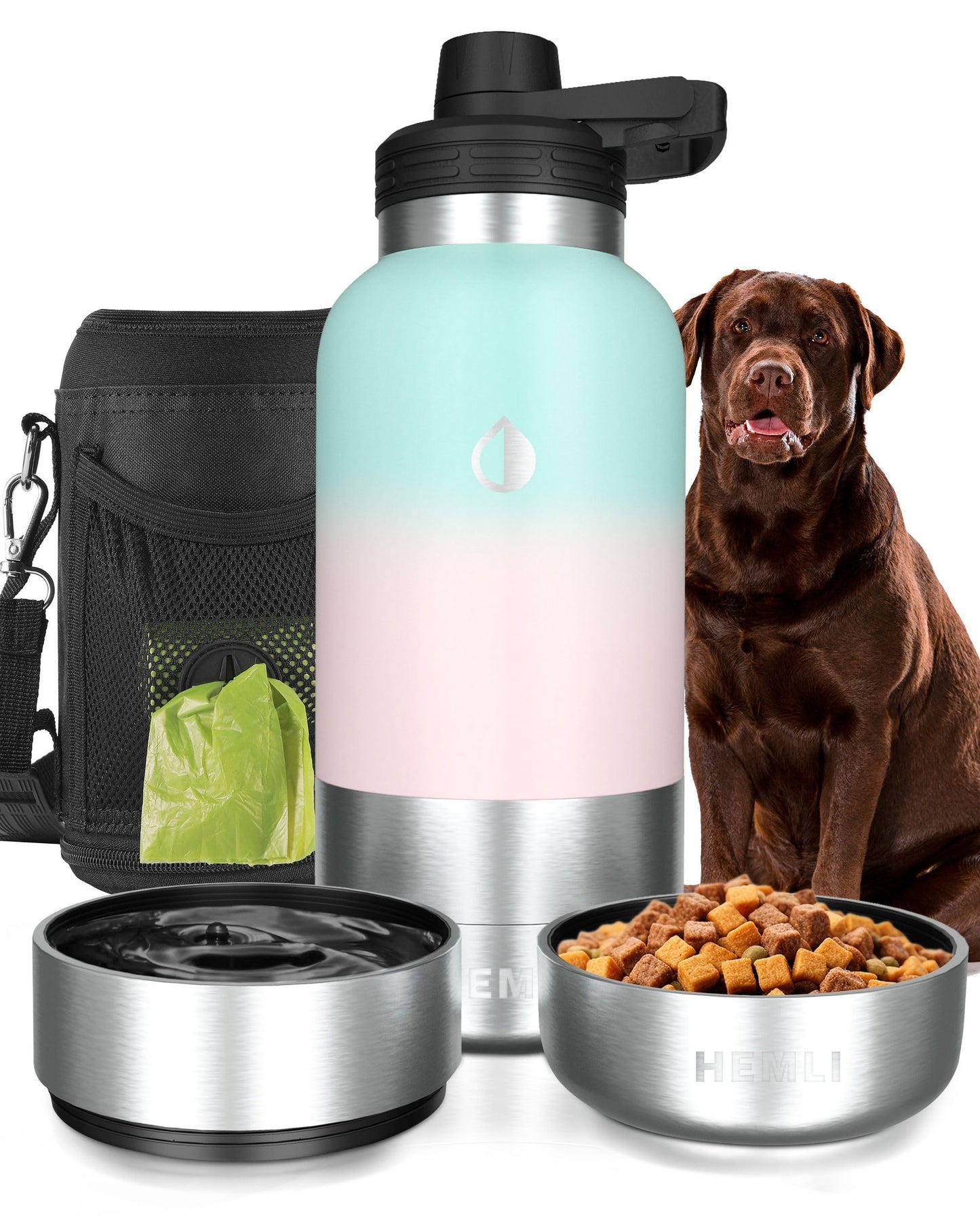 Portable Dog Water Bottle Dog Travel Water Bottle Portable Water Bowl for Dogs Dog Travel Bowel Dog Water Bottle for Walking Dog Travel Accessories Kit Pet Travel Bottle for Hiking